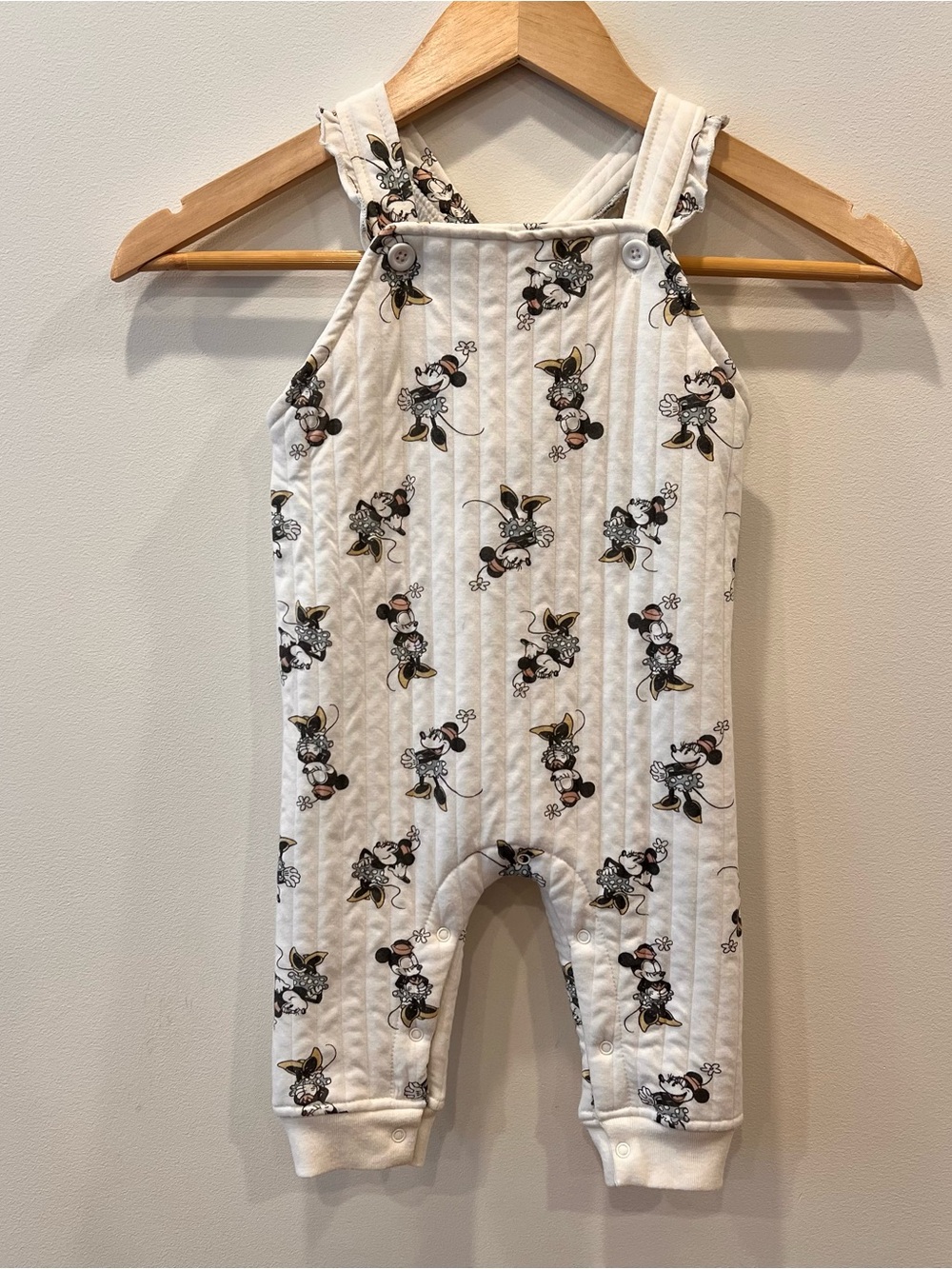 Disney Minnie Mouse Quilted Overalls Soft 18mo EUC